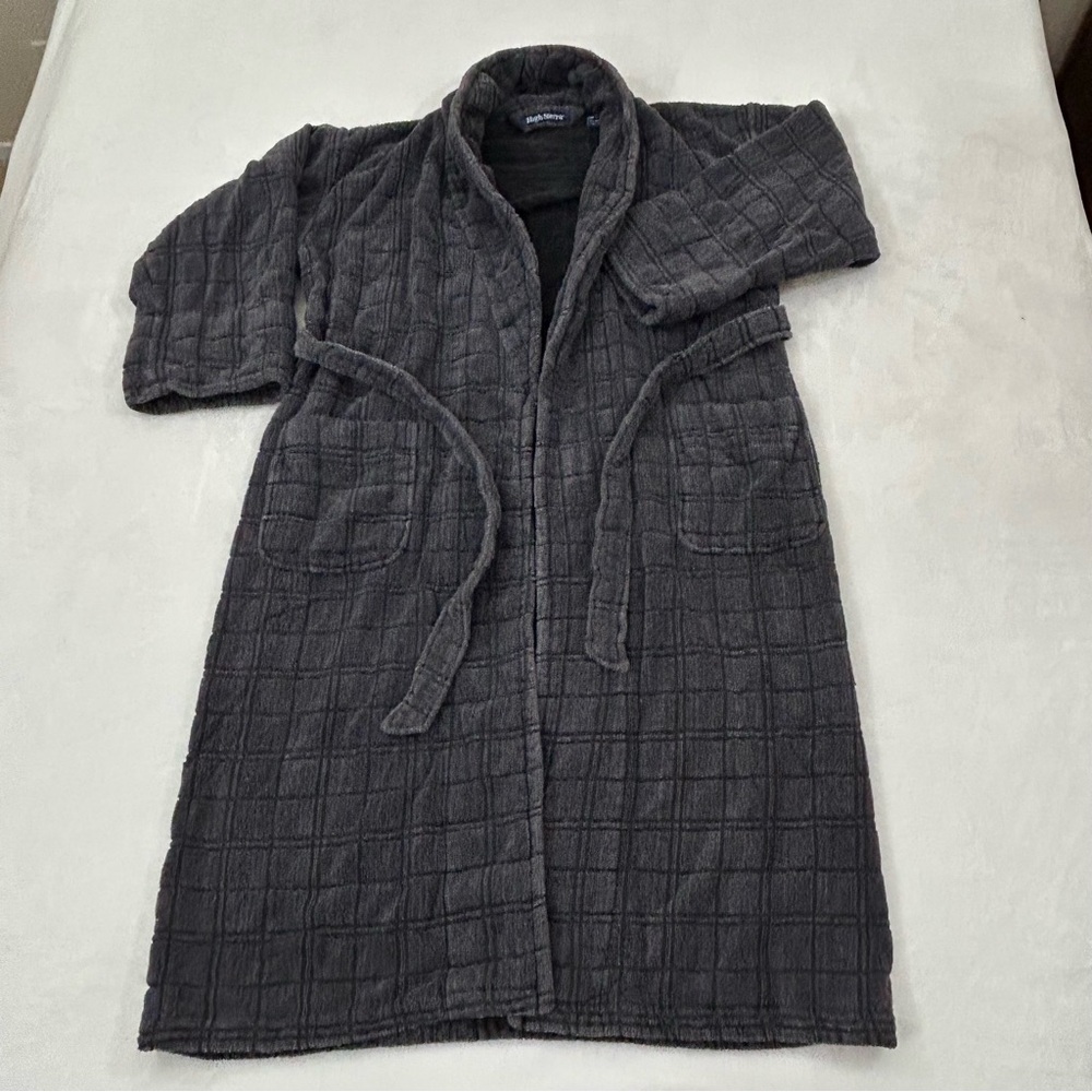 Vintage Y2K High Sierra Dark Navy Blue Heavyweight Terry Cloth Towel Robe Mens